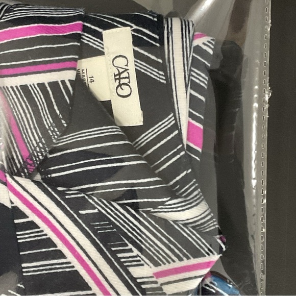 Cato Midi Dress Black White Red Diamond Design Short Sleeve Size 14 - Picture 7 of 16